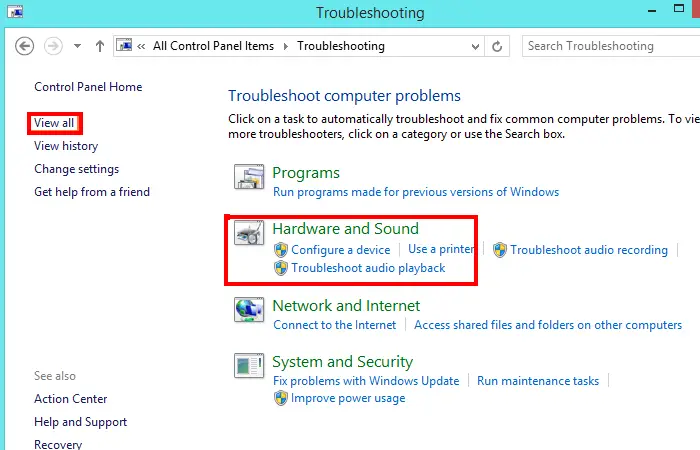 Run windows audio troubleshooter