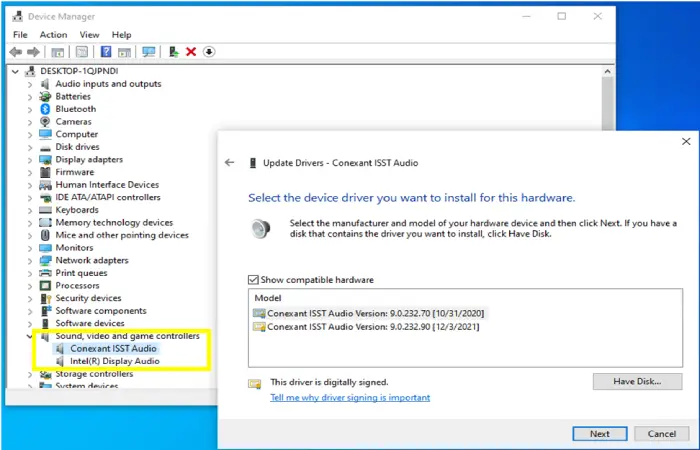 Audio driver update