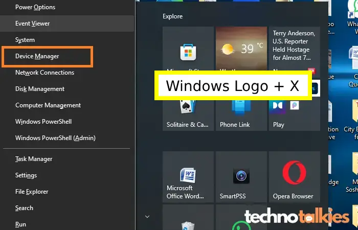How to open Device Manager from Shortkey