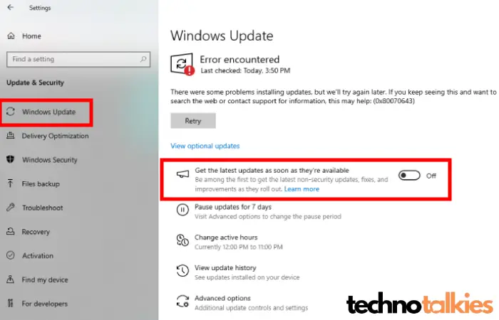 Enable autometic update in win 10