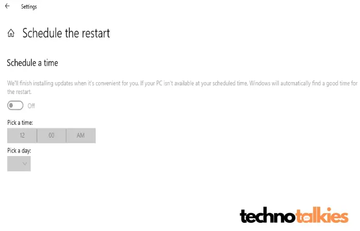 How to Schedule restart time in Windows 10