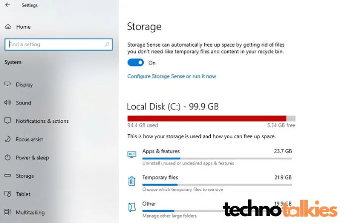 Storage sense Auotometic 1