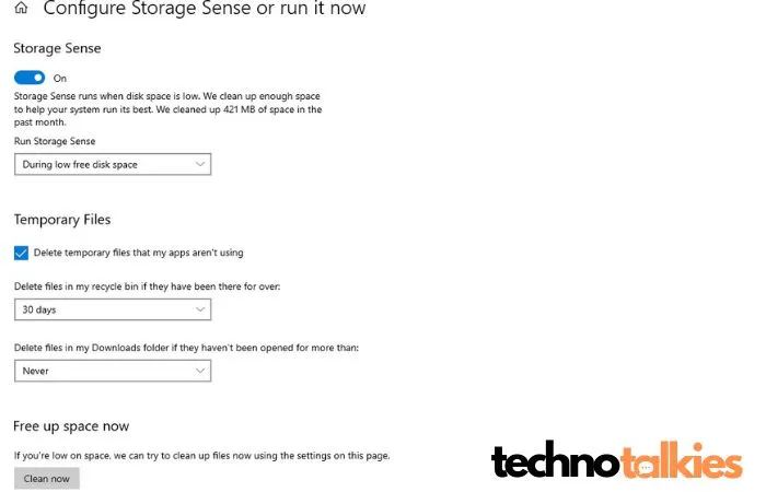 Storage sense Auotometic 2