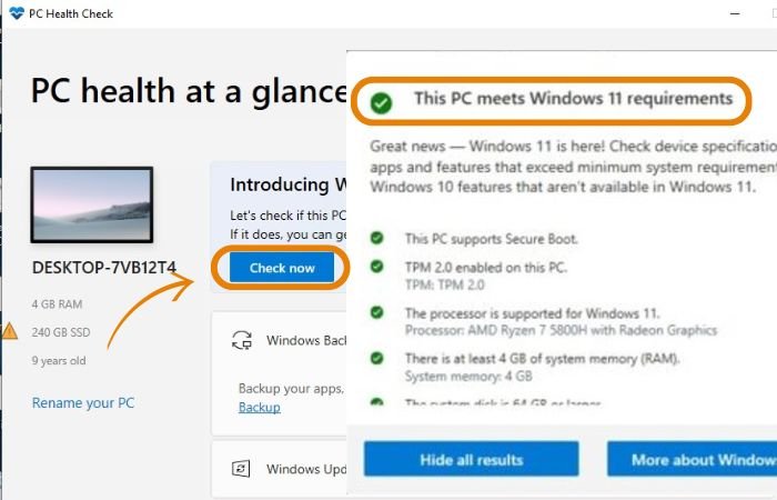 PC Health Check for Win 11